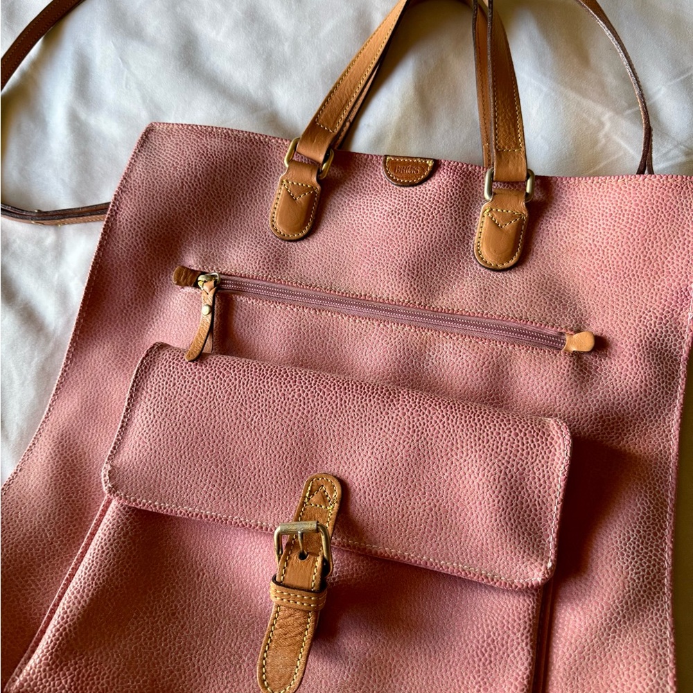 Vintage Bric’s Pink Leather Tote Bag